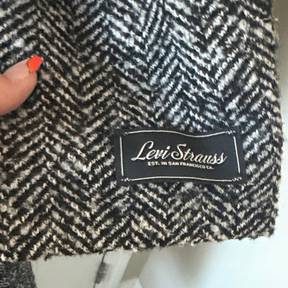 Levi's Black & Gray Herringbone Wool blend Coat - Picture 6 of 12
